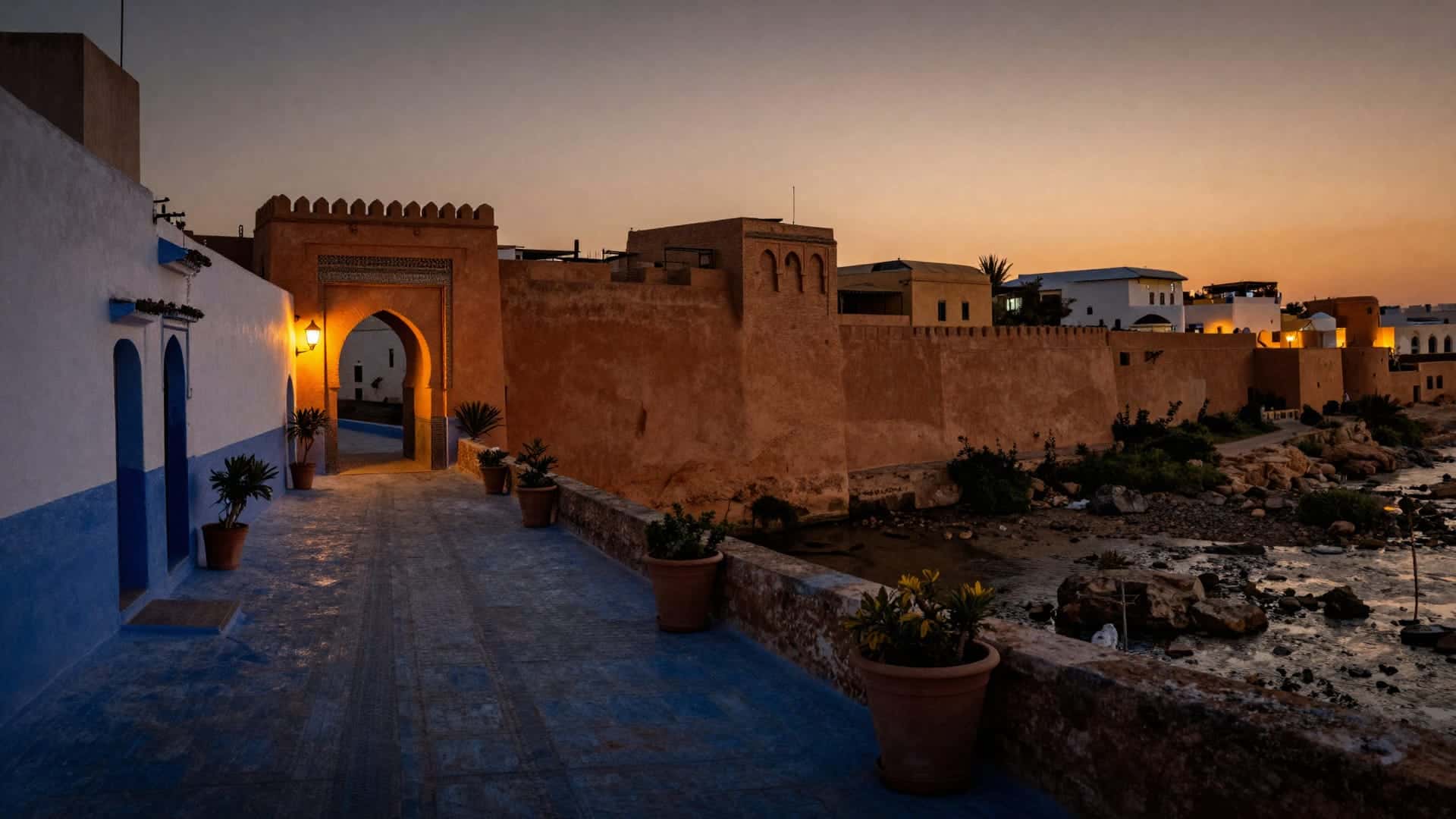La Torre Hassan e il mausoleo di Mohammed V a Rabat nella luce del mattino