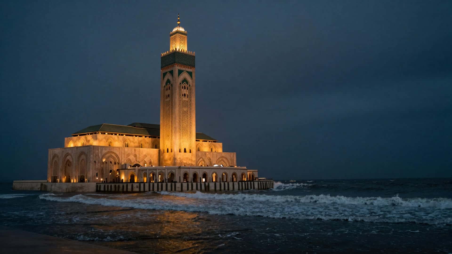 La Corniche di Casablanca sull'Atlantico nella luce del primo mattino