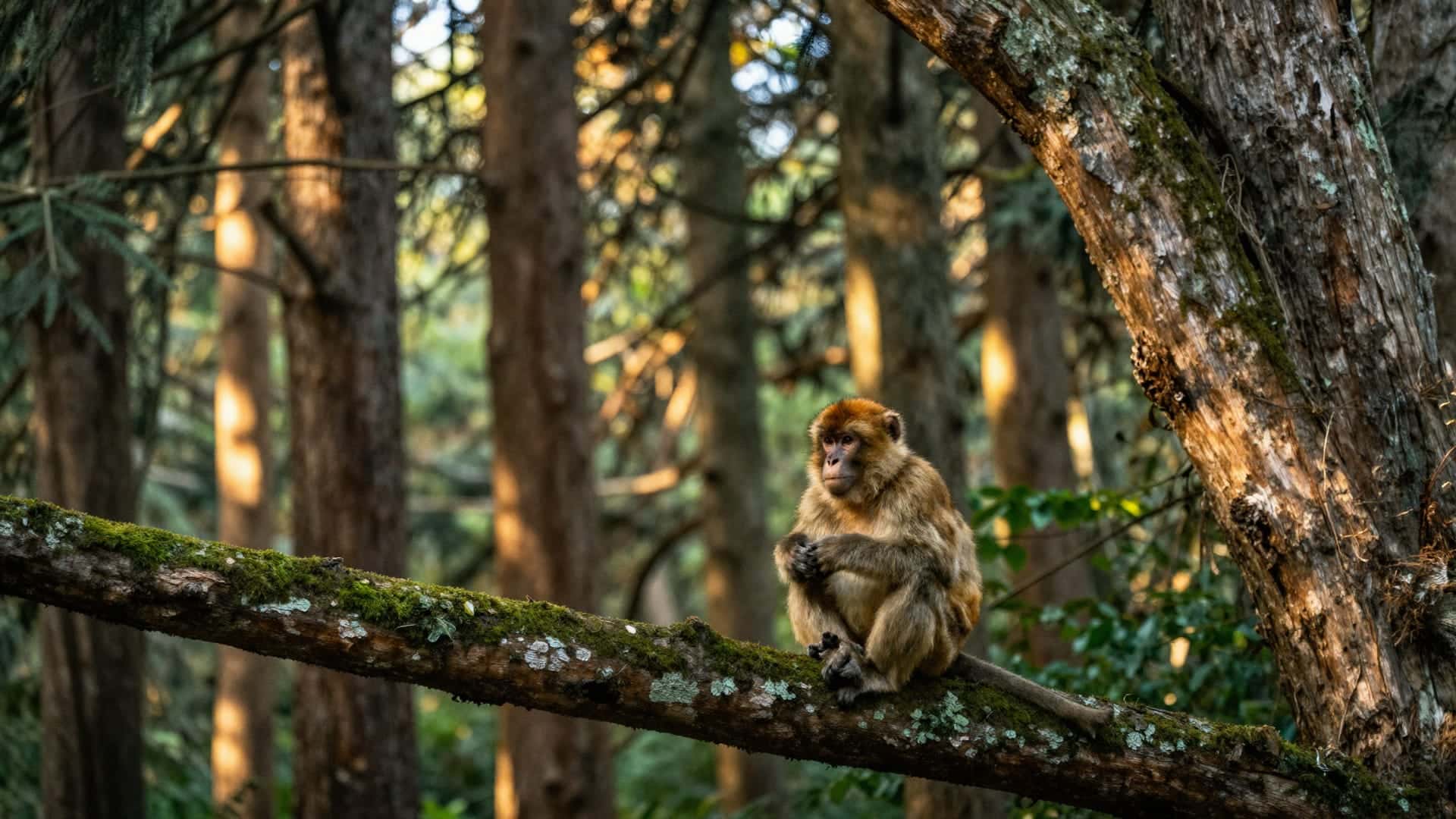 Cedri secolari nella foresta di Azrou con i macachi di Barberia sui rami